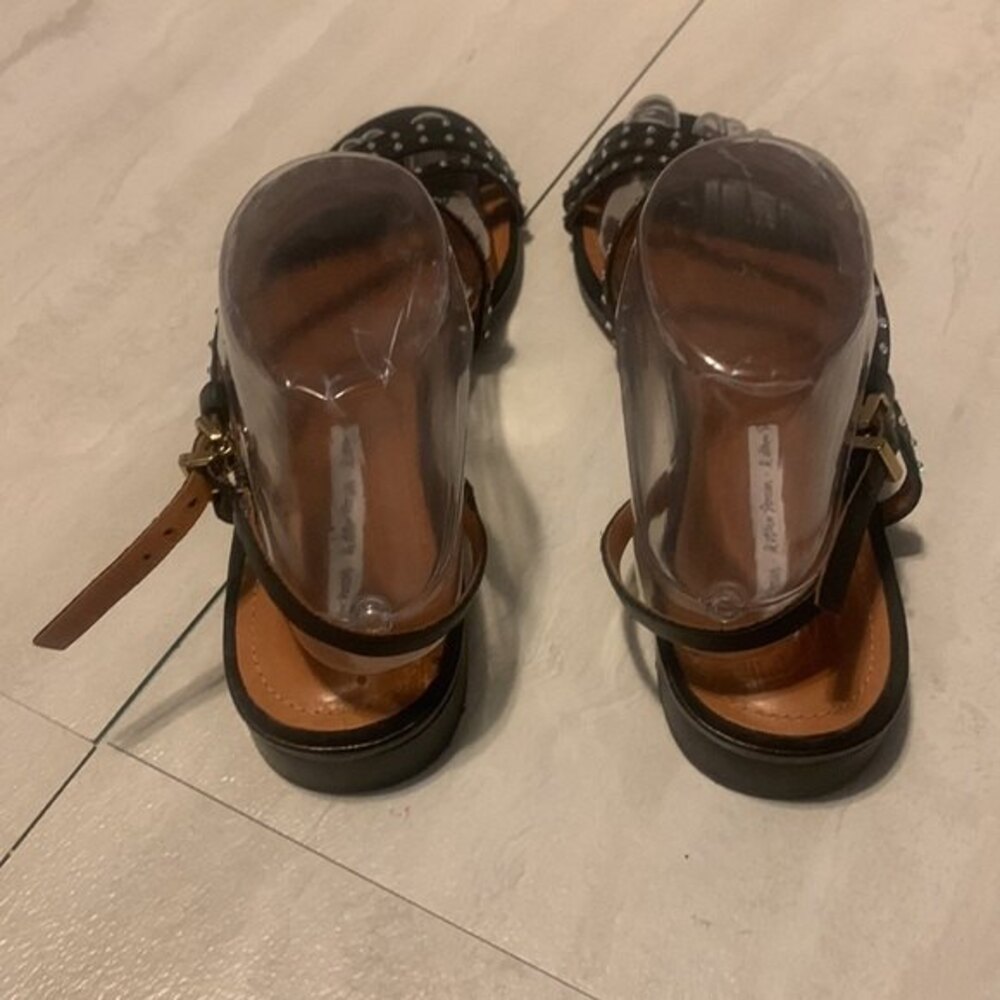 & Other Stories Strappy Flat Sandals US 9.5 Leather Black Studded Rhinestone - Picture 14 of 16